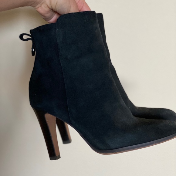 Black suede coach heeled boots - Picture 1 of 5